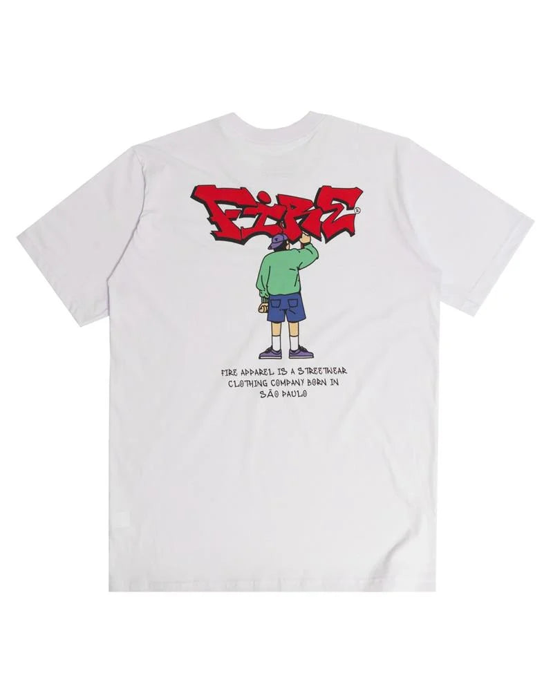 Camiseta Básica Fire Boy Graffiti On The Wall