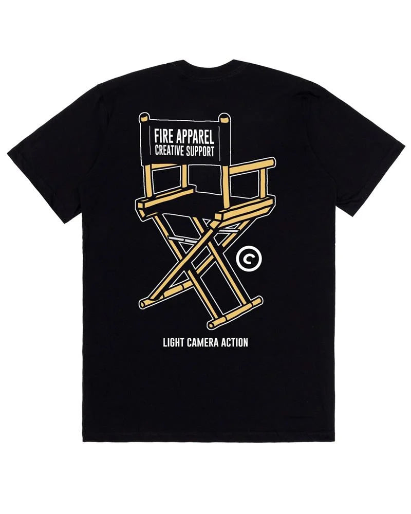 Fire camiseta Básica "Light, Câmera, Action"
